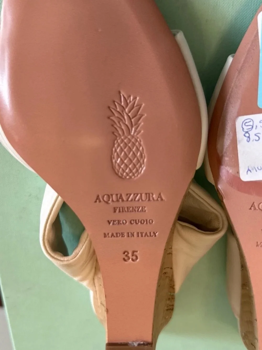 Aquazzura‎ White Cork Wedge Slide Sandals - New